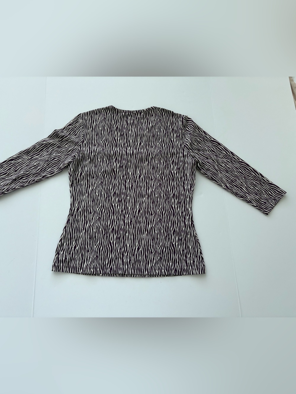 J.McLaughlin Catalina Cloth Zebra Print 3/4 Sleeve Top Brown Ivory Size S - Picture 6 of 9